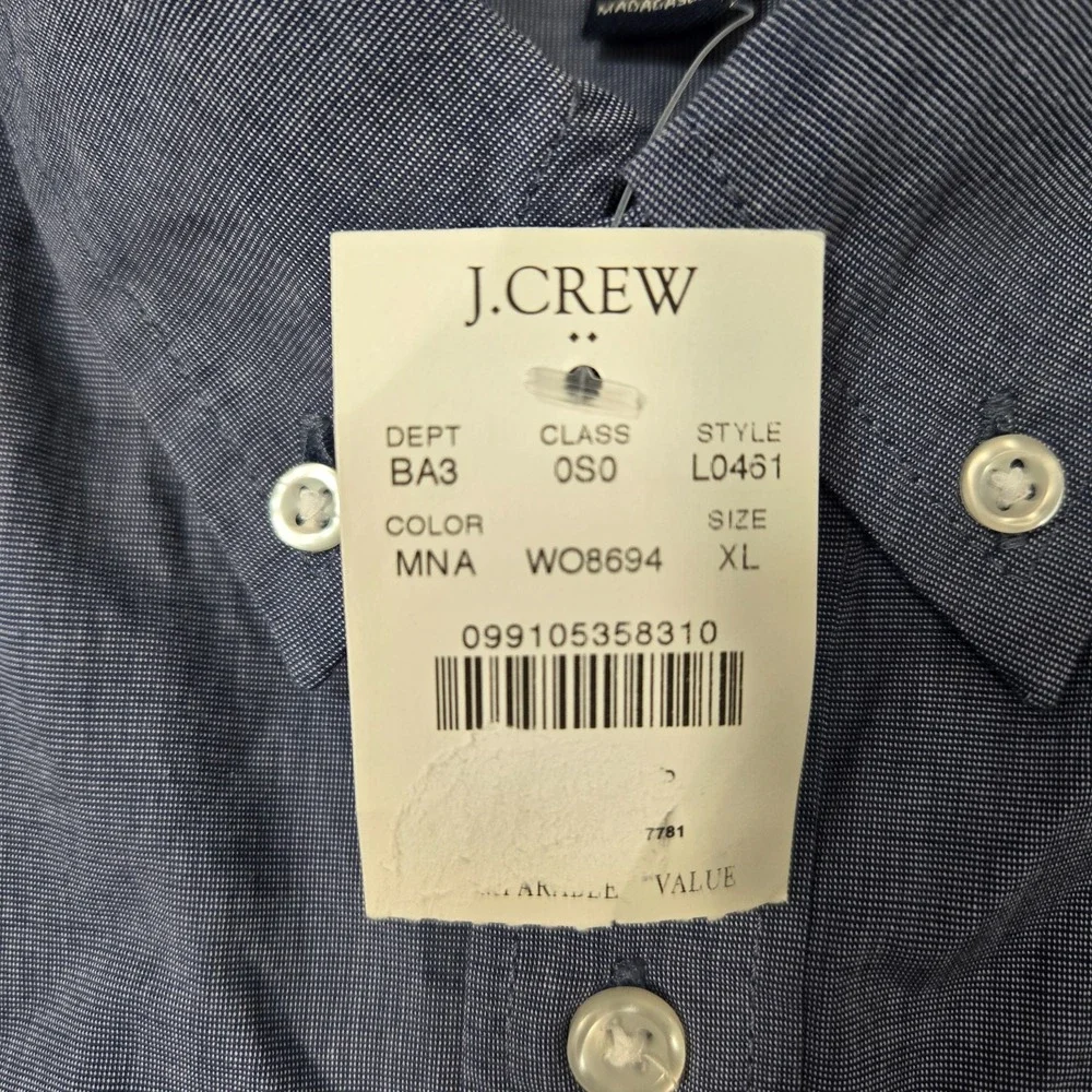 J. Crew shirt Slim Untucked Flex Oxford mens XL Blue long sleeve J Crew NEW - Picture 4 of 8